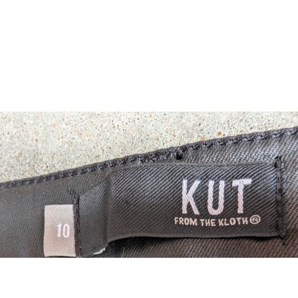 KUT FROM THE KLOTH Flare High-Rise Jeans Women's Size 10 Black Coated Denim - Picture 6 of 10